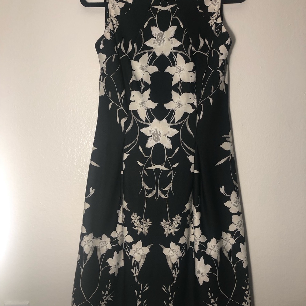 Christina Black and White Halter A-line Midi Dress